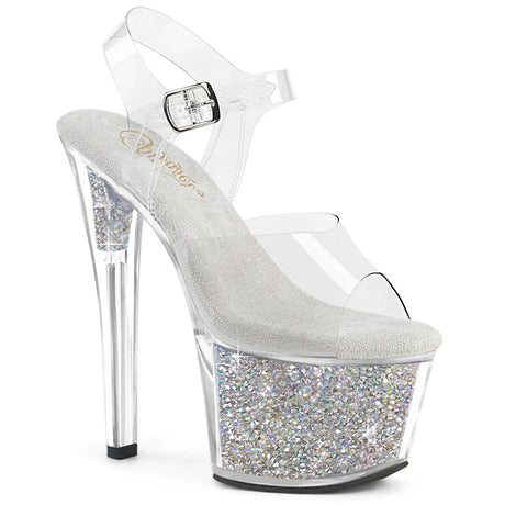 Platform Sandals W/Rhinestones 7" Heel Pleaser Shoes - Boutique Séduction