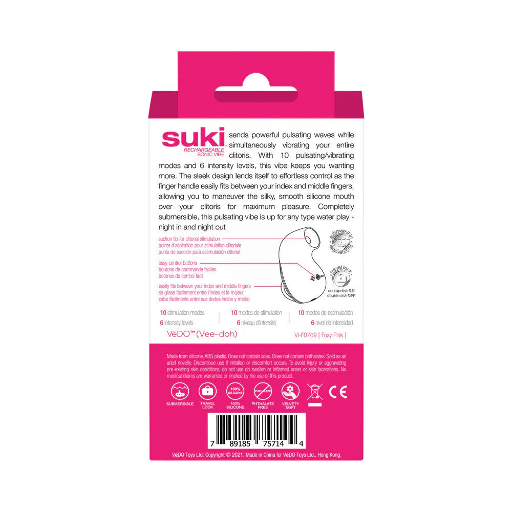 Suki Rechargeable Sonic Vibe VēDO - Boutique Séduction
