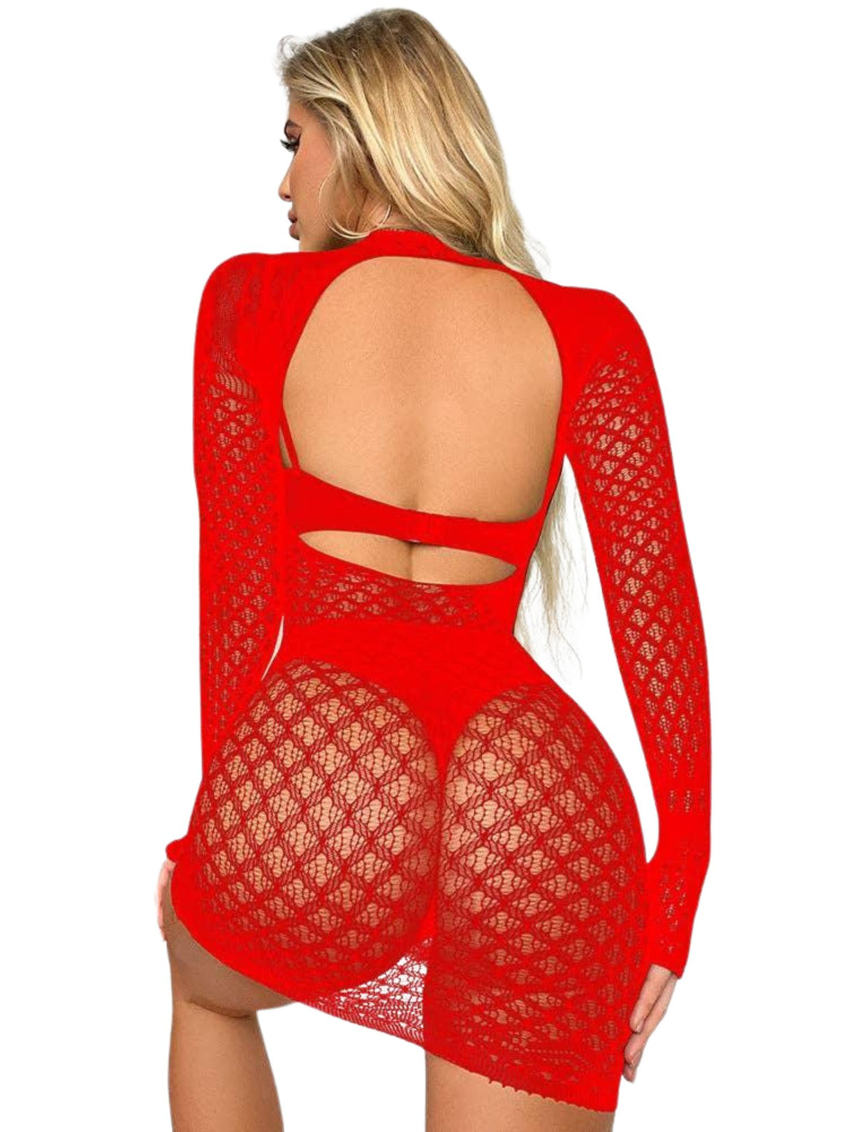 Sweetkama - Long Sleeves Fishnet Bodystocking Dress - Boutique Séduction