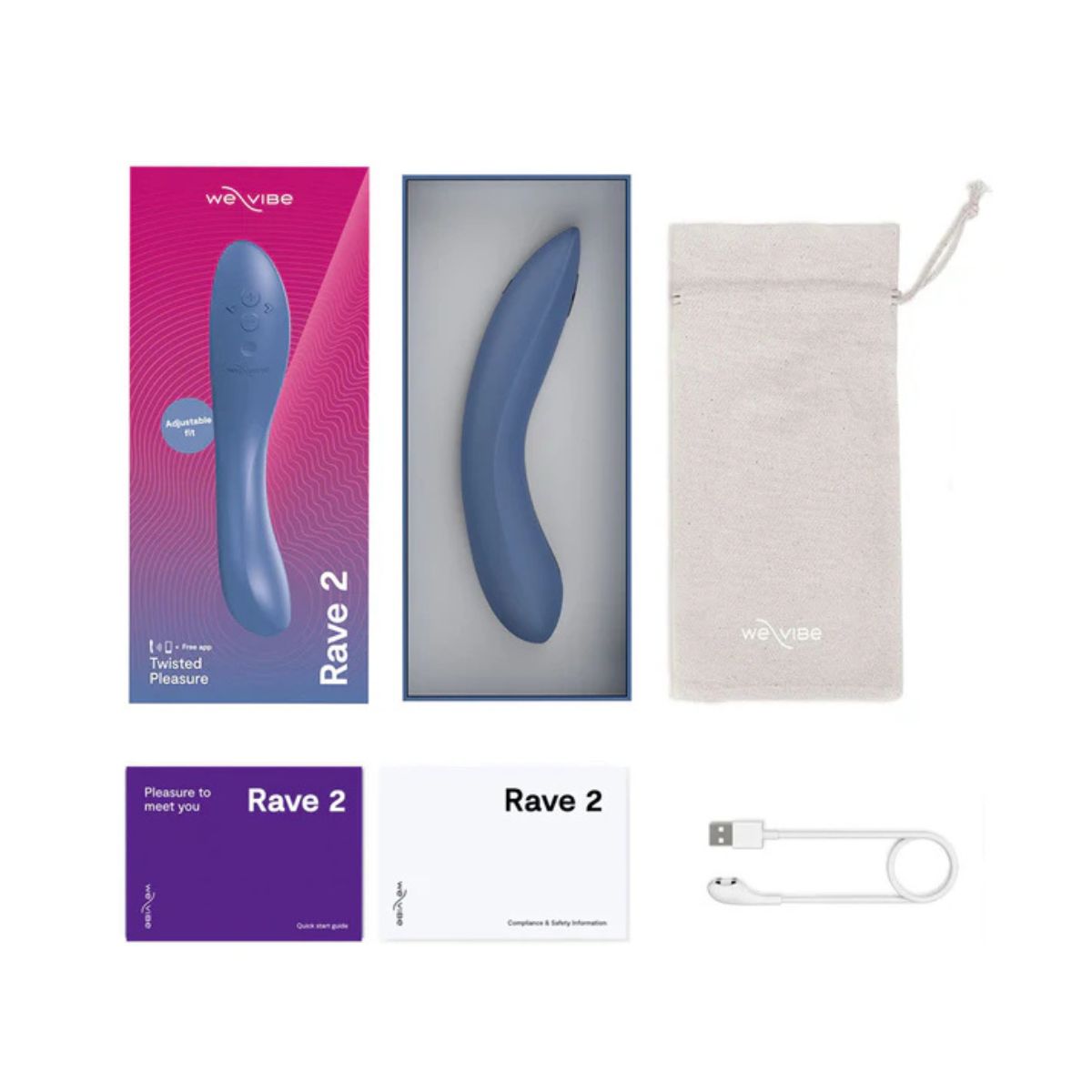 Discover the We-Vibe Rave 2 G-Spot Vibrator with dual stimulation, 10 vibration modes, app control, adjustable design, and body-safe silicone.