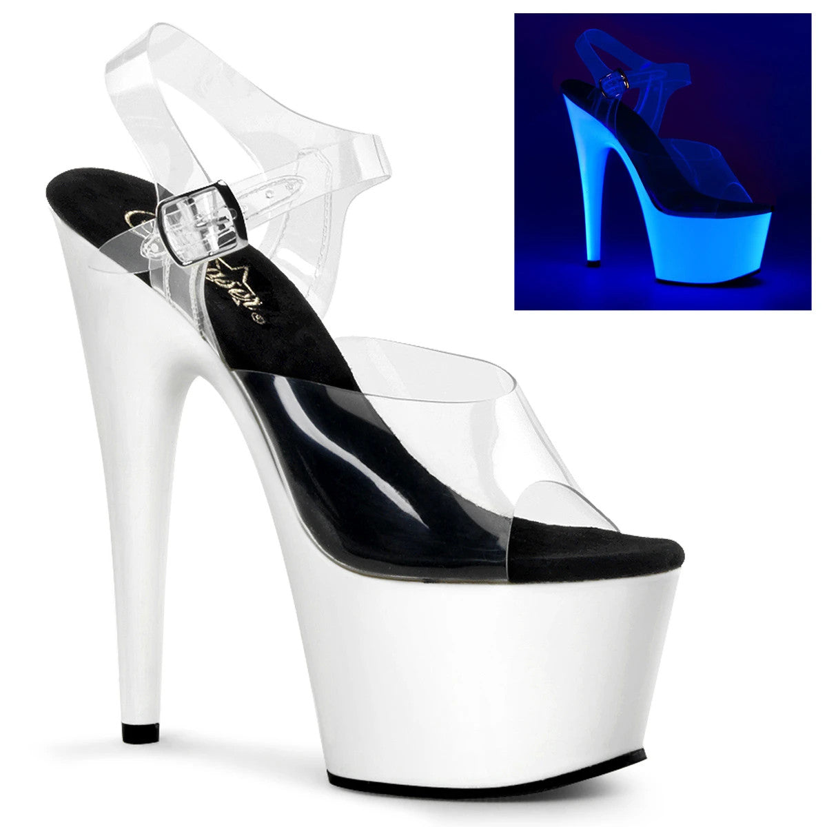 Sandal with UV Light Effect 7" Heel Pleaser Shoes - Boutique Séduction