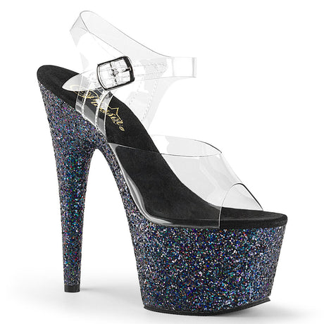 Iridescent Glitter Sandal 7" Heel Pleaser Shoes - Boutique Séduction