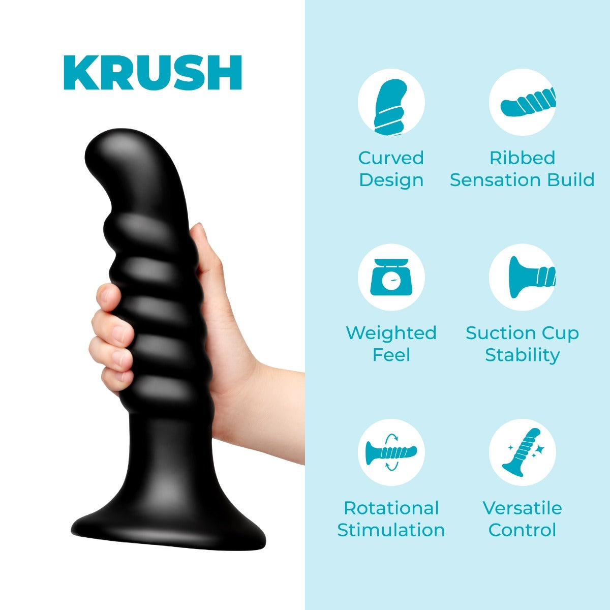 Krush 9.5-Inch Curved & Ribbed XXL Dildo with Suction Cup