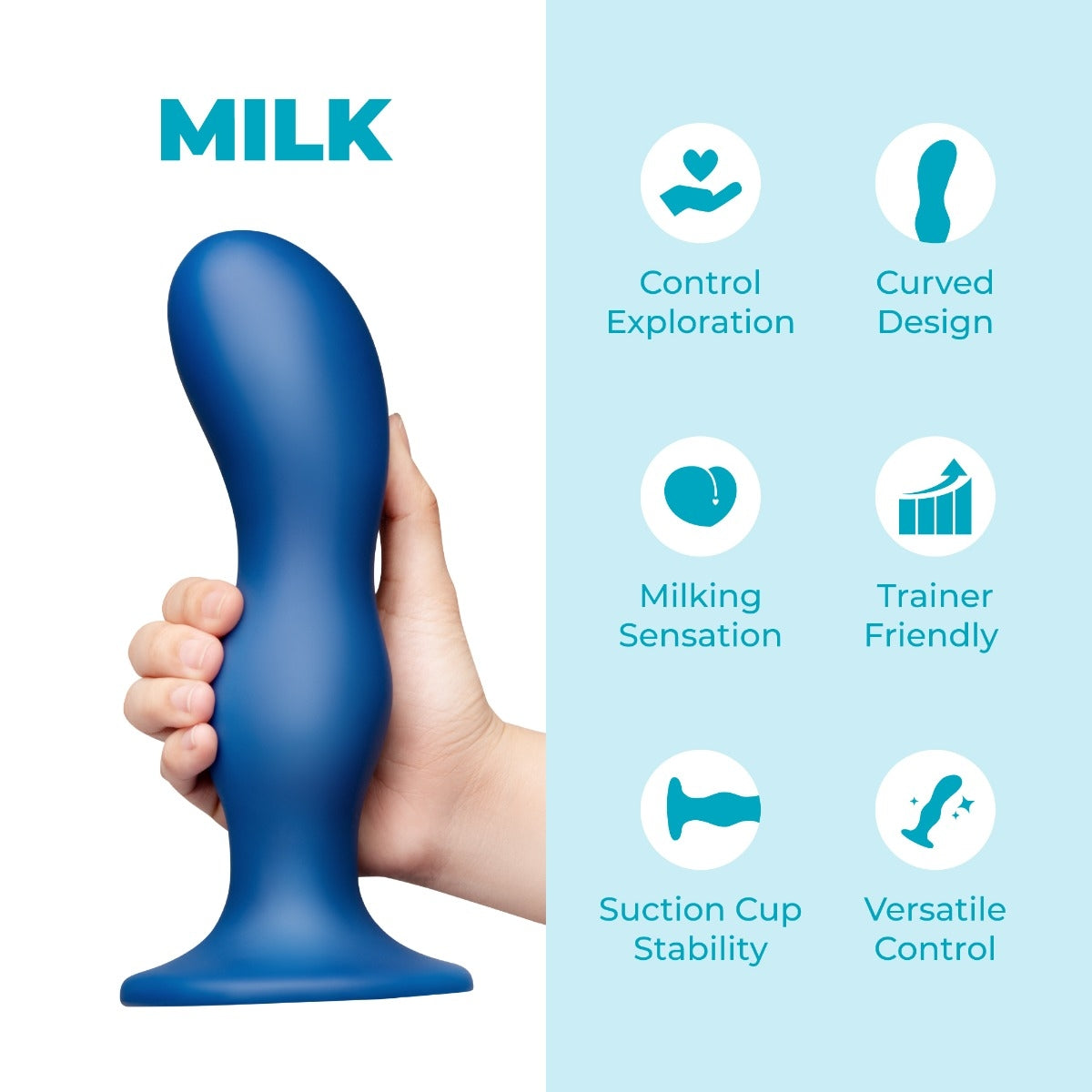 Milk 8.5-Inch Curved XXL Anal Trainer with Tapered Tip and Suction Cup