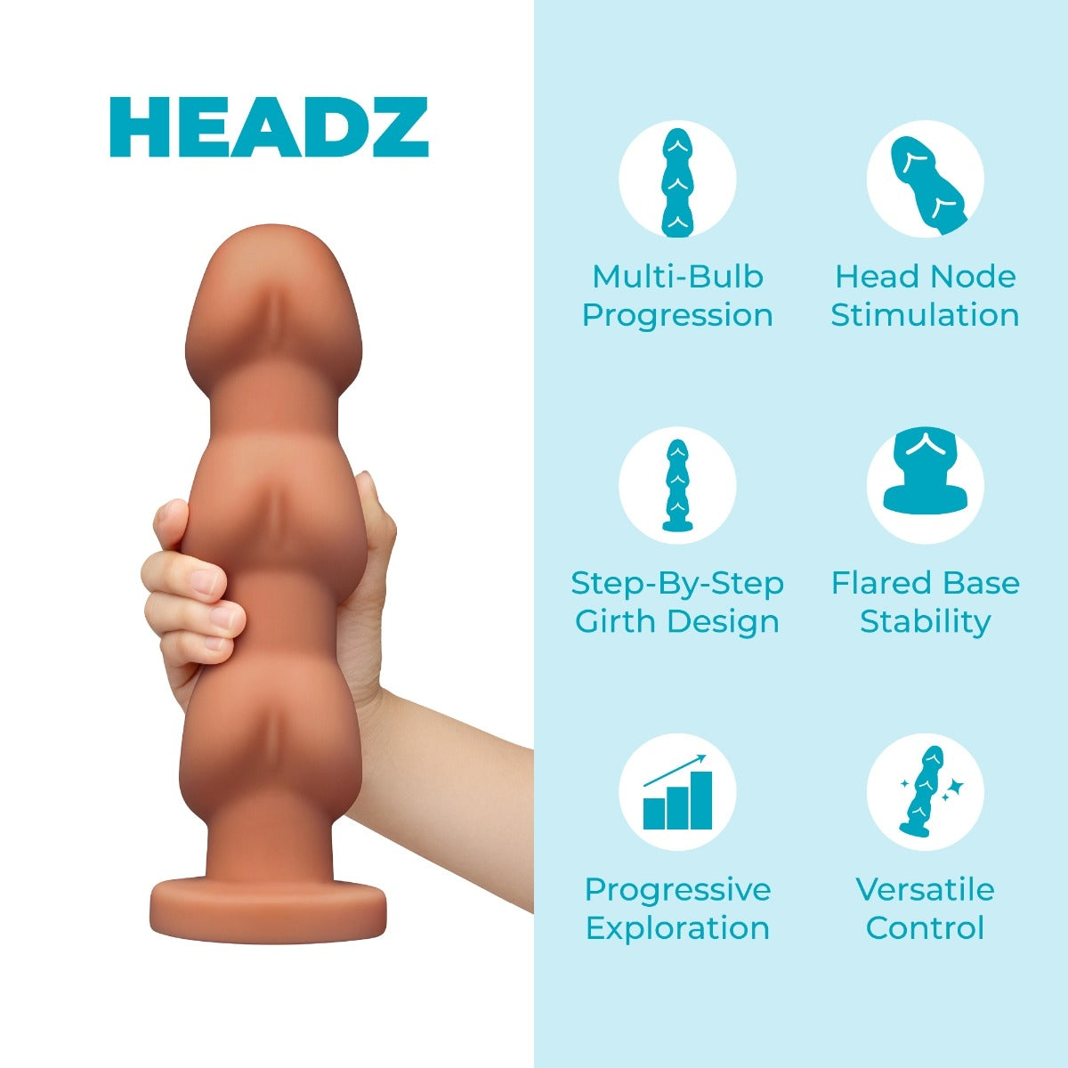 Headz 10.5 Inch Multi-Bulb XXL Dildo with Flared Base