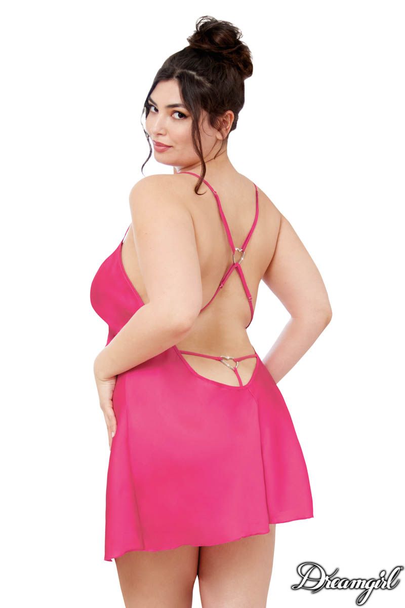 Satin Heart Ring Babydoll Dreamgirl International - Boutique Séduction