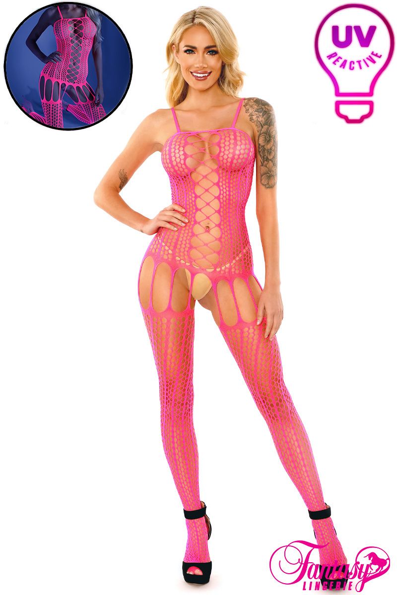 HYPNOTIC Criss-Cross Paneled Bodystocking Fantasy Lingerie - Boutique Séduction