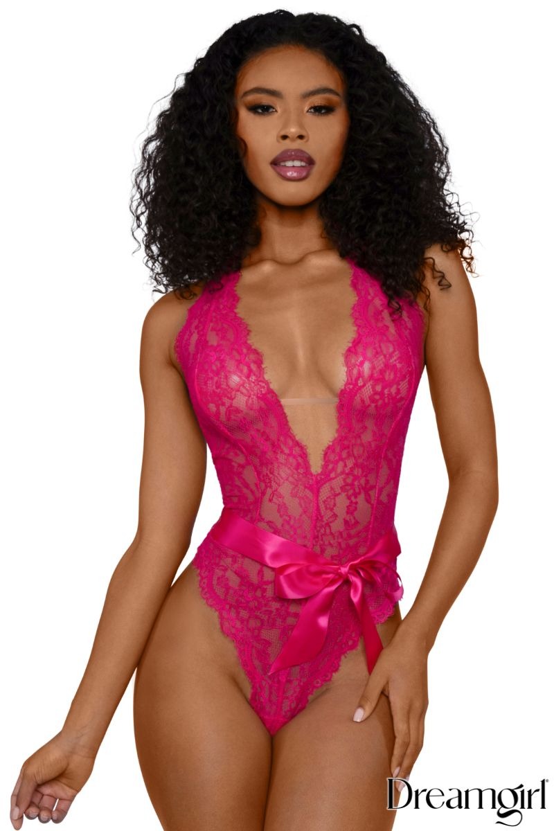 Tiana Lace Teddy with Satin Tie