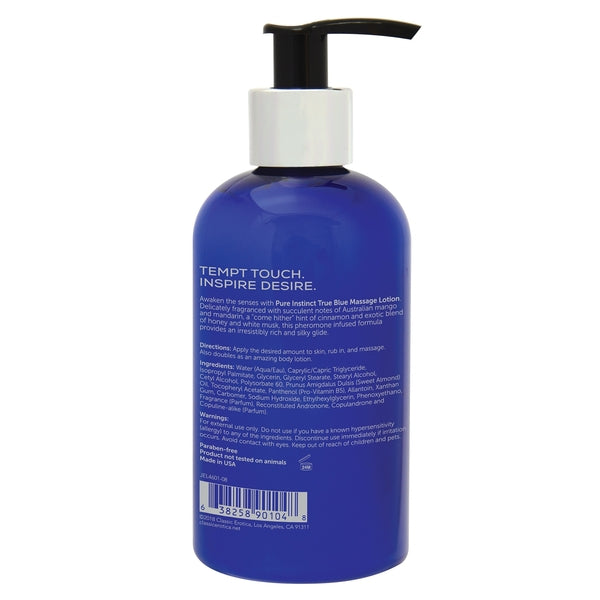 TRUE BLUE Pheromone Infused Massage Lotion Pure Instinct - Boutique Séduction