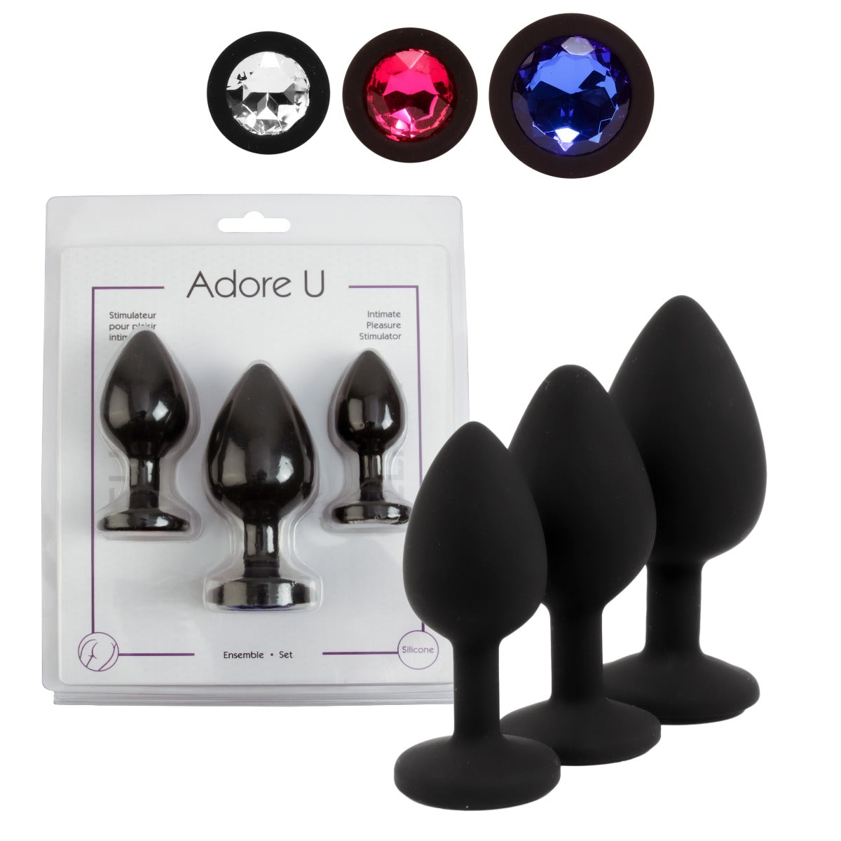 Anal Plug Set With Gems - Elisa Adore U - Anal - Boutique Séduction