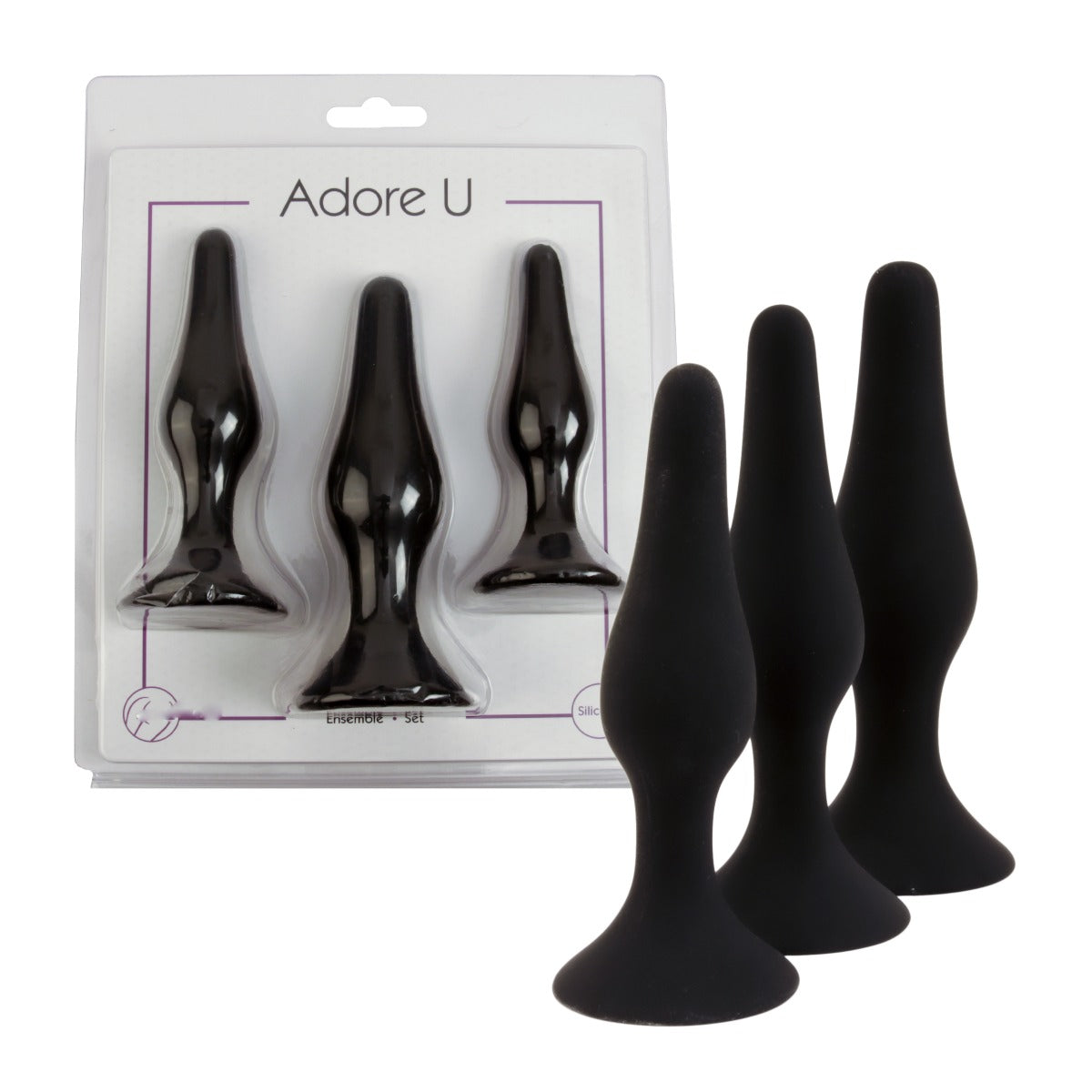 Anal Plug Set with Suction Base - Lydia Adore U - Anal - Boutique Séduction