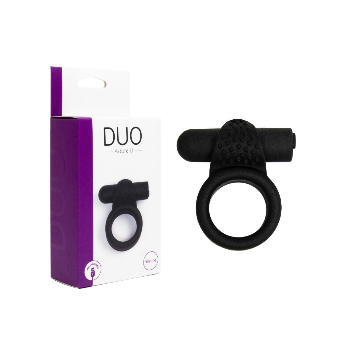 Textured Vibrating Cockring Adore U - Duo - Boutique Séduction