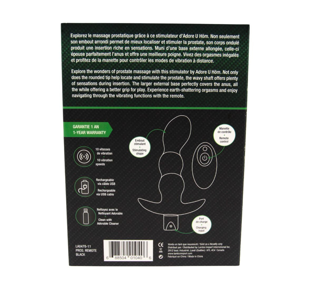 Vibrating Corrugated Prostate Stimulator with Remote Adore U - Höm - Boutique Séduction