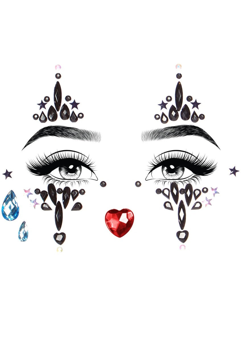 Harlequin Face Jewelry Sticker Leg Avenue - Boutique Séduction