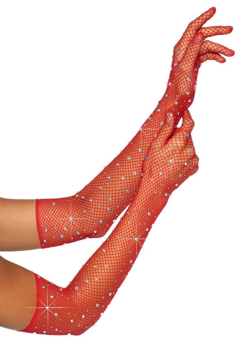 Rhinestone Fishnet Long Gloves Leg Avenue - Boutique Séduction