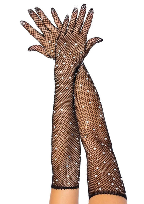 Rhinestone Fishnet Long Gloves Leg Avenue - Boutique Séduction