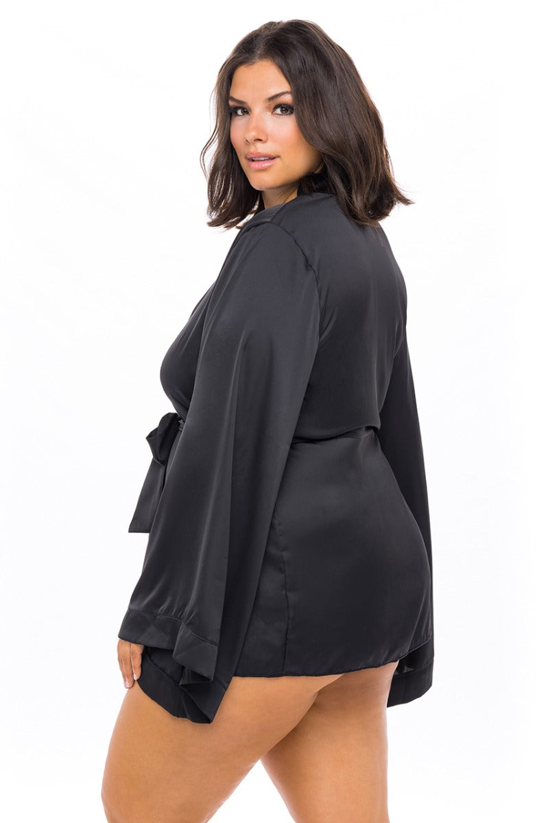 Mirielle Wide Sleeves Satin Robe Oh La La Cheri - Boutique Séduction