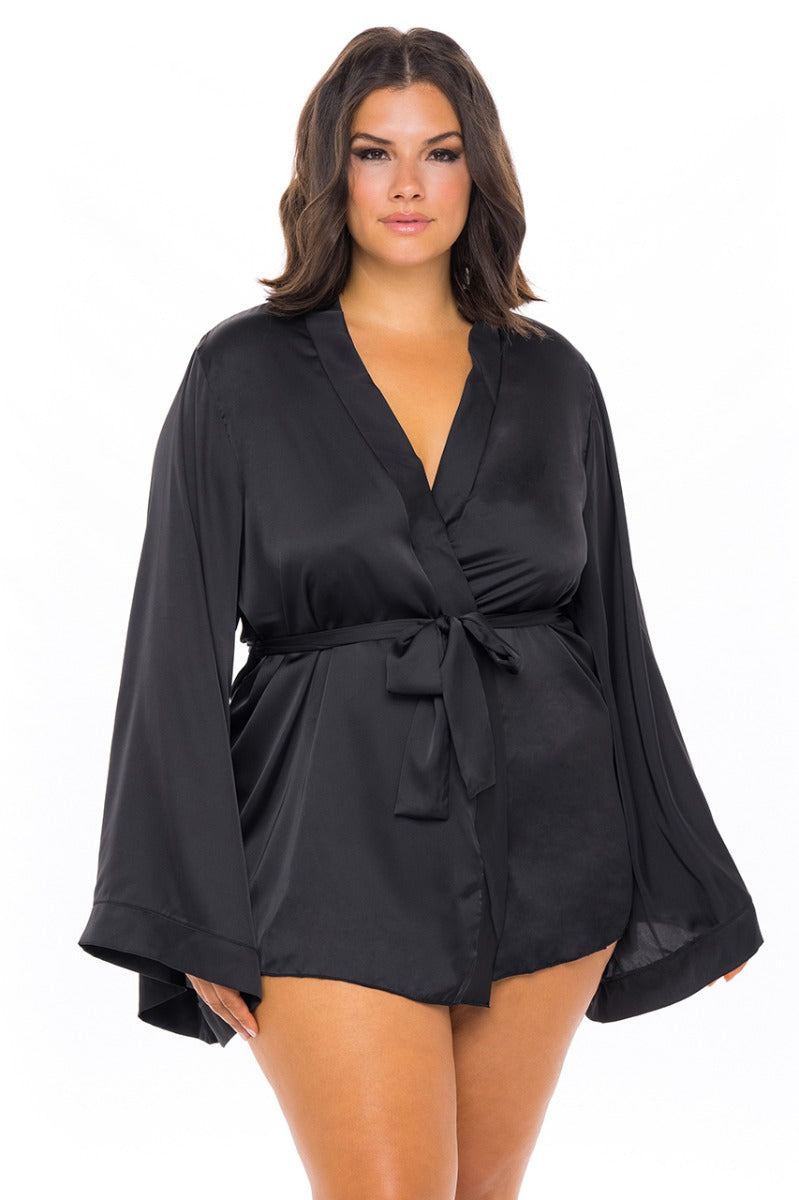 Mirielle Wide Sleeves Satin Robe Oh La La Cheri - Boutique Séduction