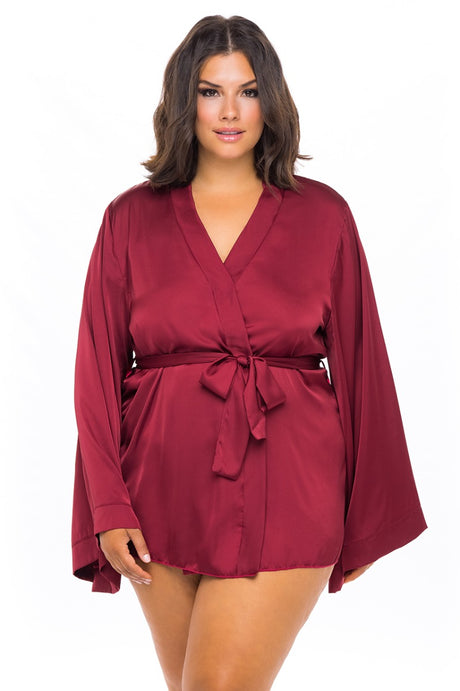 Mirielle Wide Sleeves Satin Robe Oh La La Cheri - Boutique Séduction