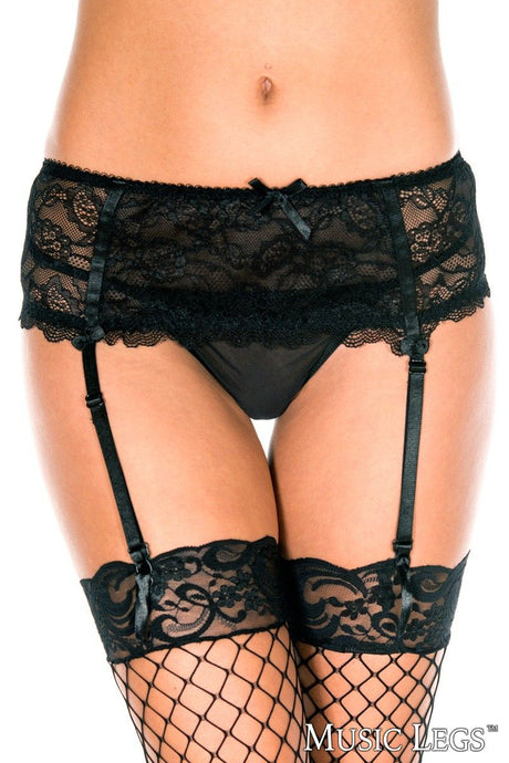 2pc Garterbelt Floral Lace With G-string - Music Legs Music Legs - Boutique Séduction