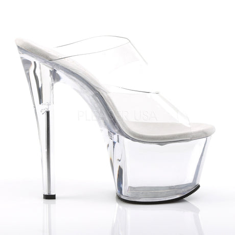 Clear Double Band Sandal 7" Heel Pleaser Shoes - Boutique Séduction