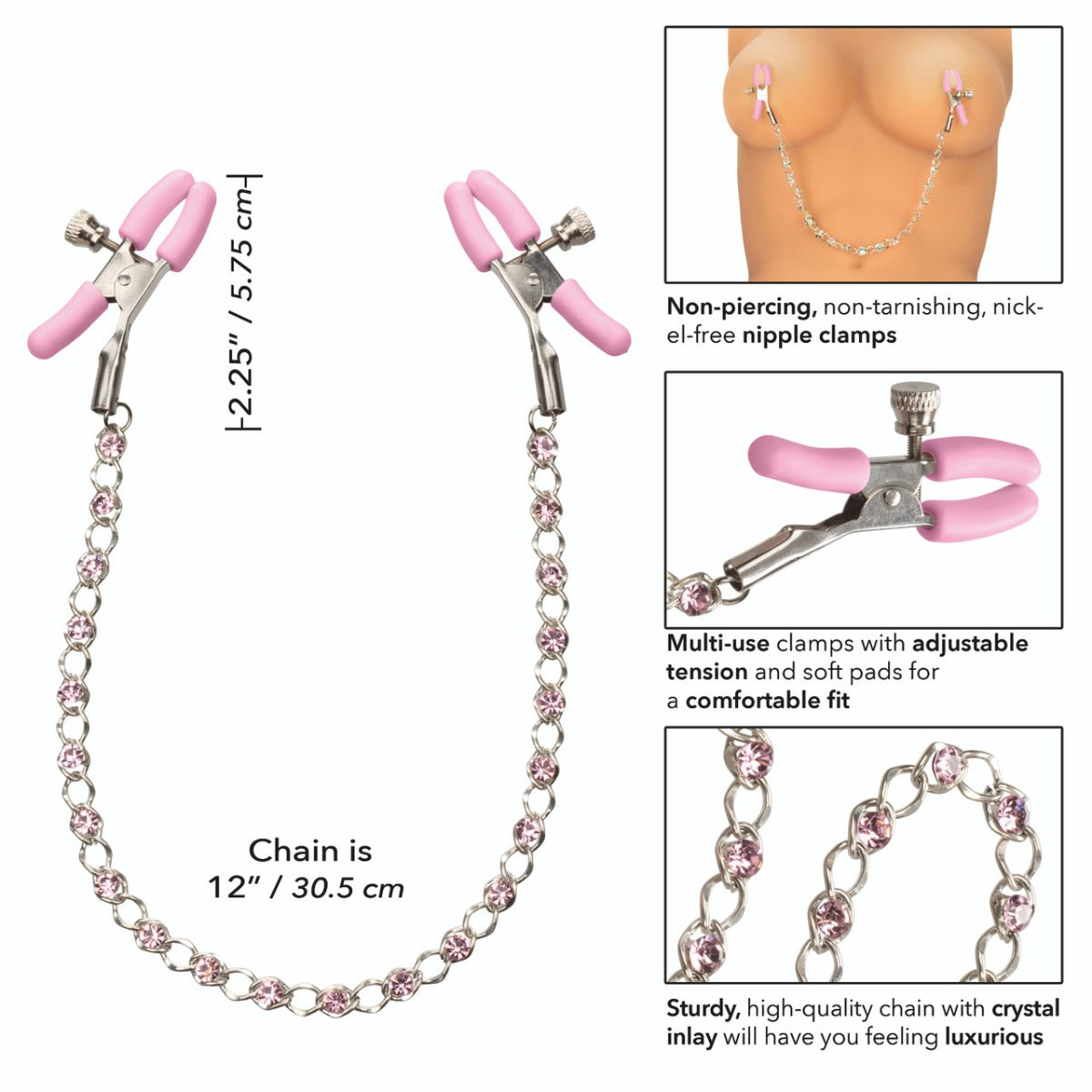 Nipple Clamps - Crystal Nipple Teasers - Pink First Time - Boutique Séduction