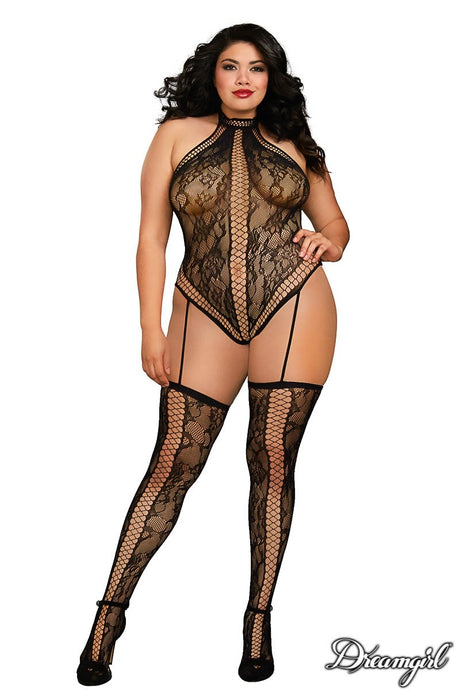 High Neck Lace Teddy Bodystocking Plus Size - DREAMGIRL Dreamgirl International - Boutique Séduction