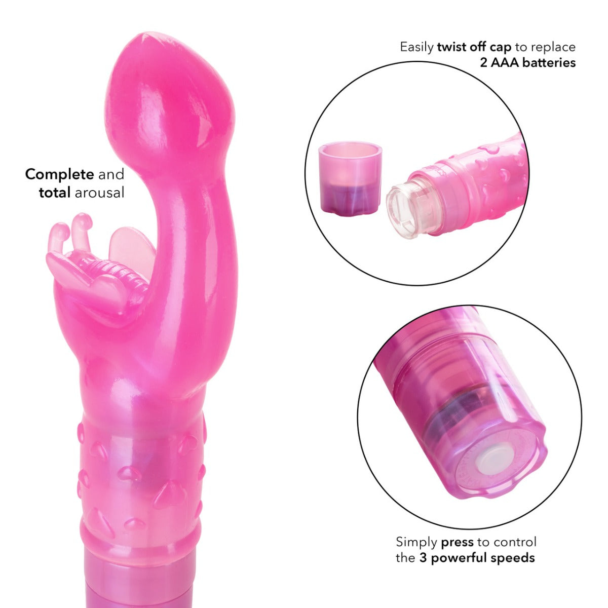 BUTTERFLY KISS Double Stimulation Vibrator - CALEXOTICS Kiss Vibes - Boutique Séduction