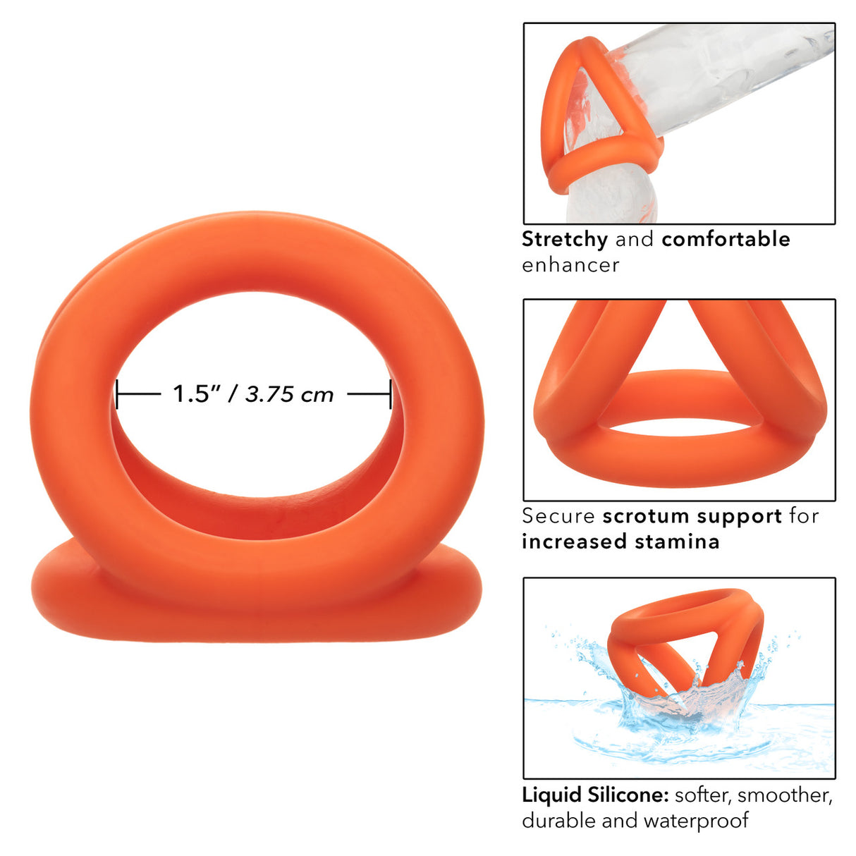 Calexotics - Alpha Liquid Silicone Tri-Ring - Boutique Séduction