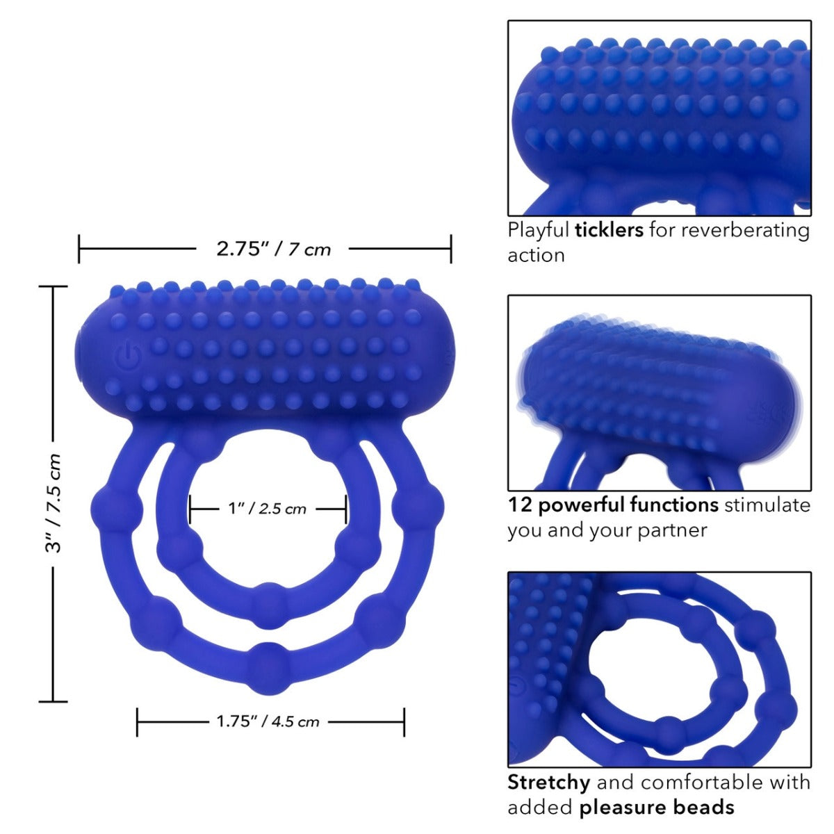 Vibrating Cock Ring - Silicone 10 Bead Maximus Ring - Calexotics Couple's Enhancers - Boutique Séduction