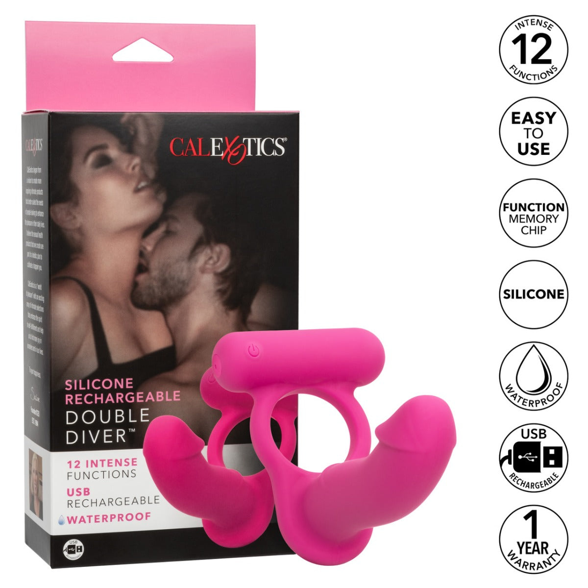 DOUBLE DIVER Silicone Rechargeable Cock-Ring - CALEXOTICS Couple's Enhancers - Boutique Séduction