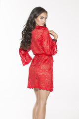 Beautiful Stretch Lace Long Sleeve Robe Shirley Of Hollywood - Boutique Séduction