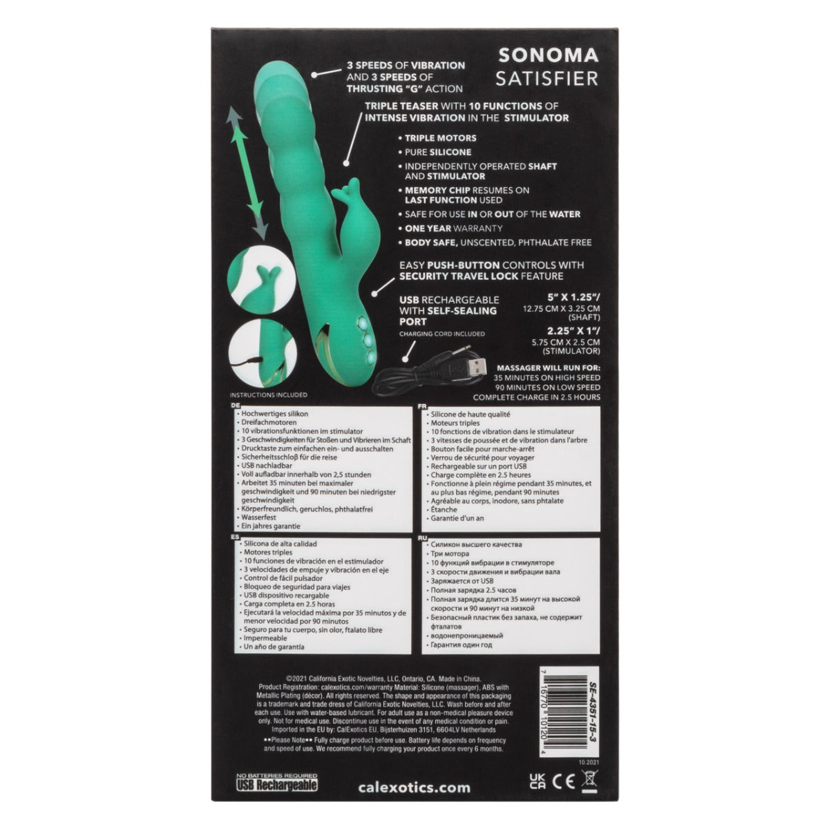 SONOMA SATISFIER Dual Stimulator Vibrator - CALIFORNIA DREAMING California Dreaming - Boutique Séduction