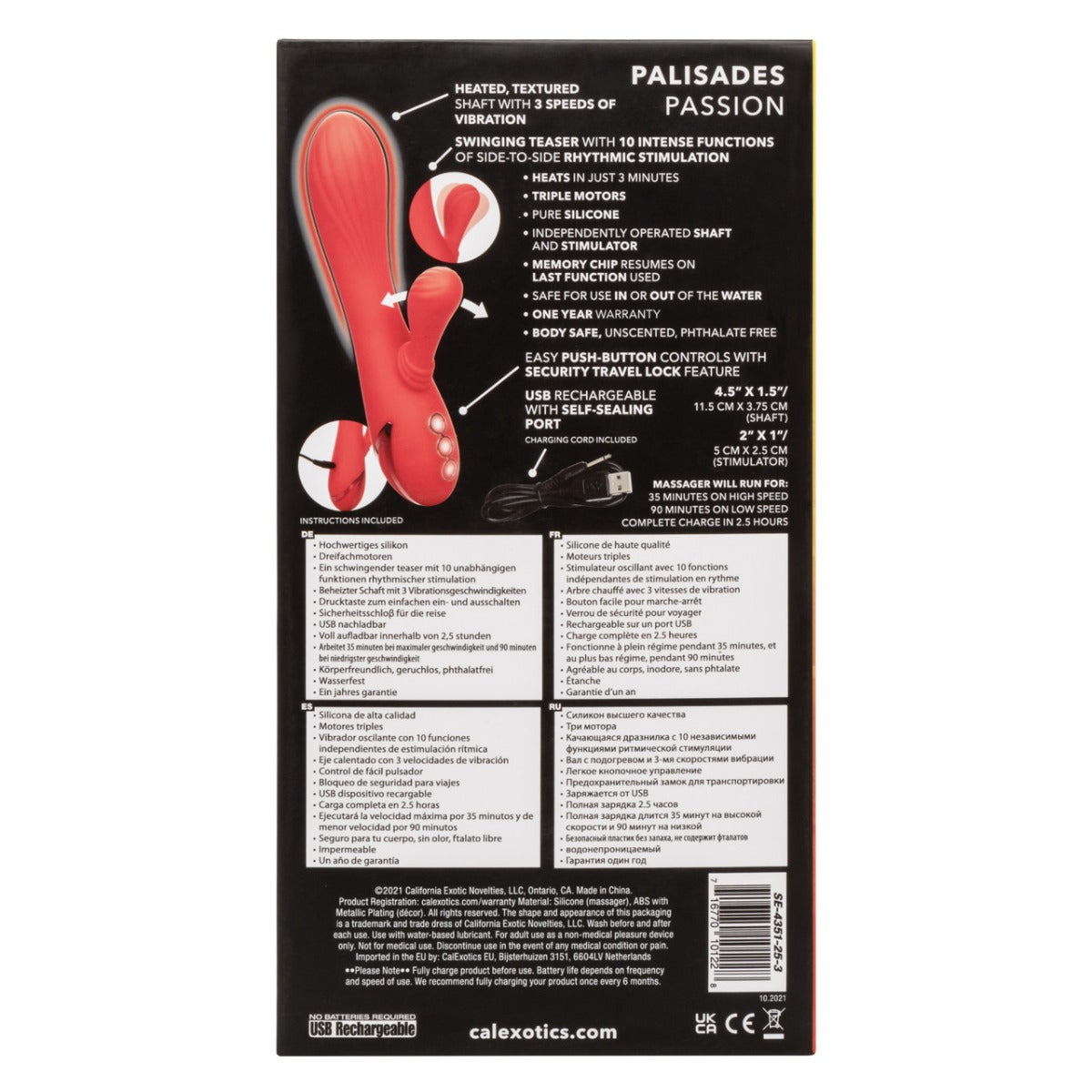 PALISADES PASSION Dual Stimulator Vibrator Warming - CALIFORNIA DREAMING California Dreaming - Boutique Séduction