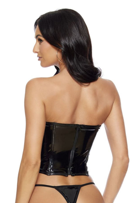 Wet-Look Corset with Back Zip