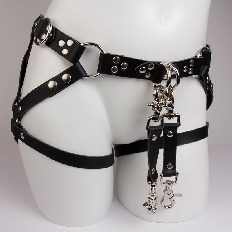 Leather garter harness - StarCreations - Bondage Garter Star Creations - Boutique Séduction