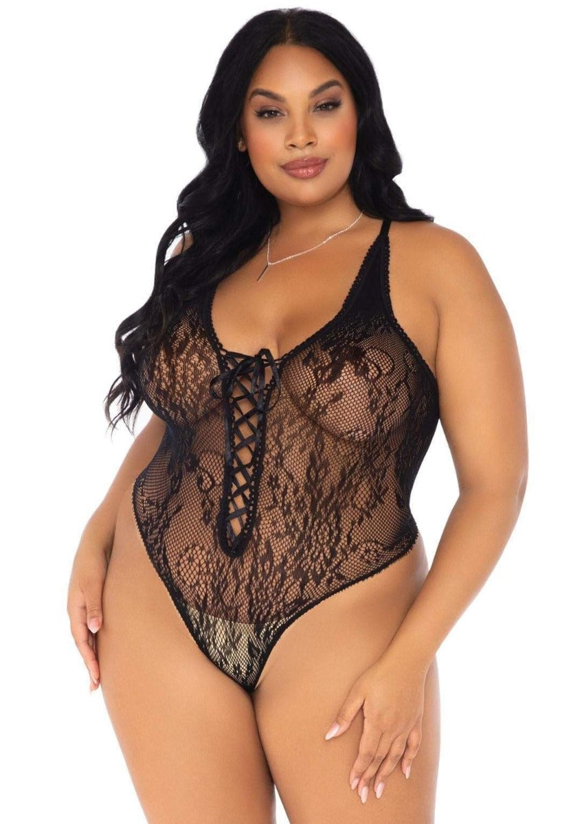 Floral lace teddy - LEG AVENUE - Plus size Leg Avenue - Boutique Séduction