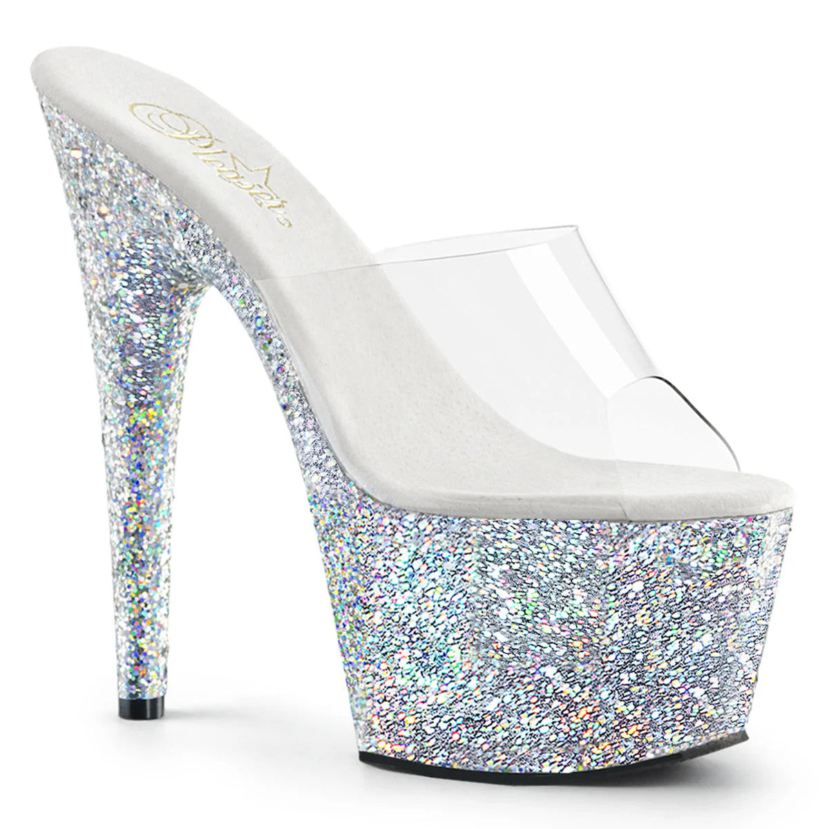 Holographic Glitter Sandal 7" Heel Pleaser Shoes - Boutique Séduction