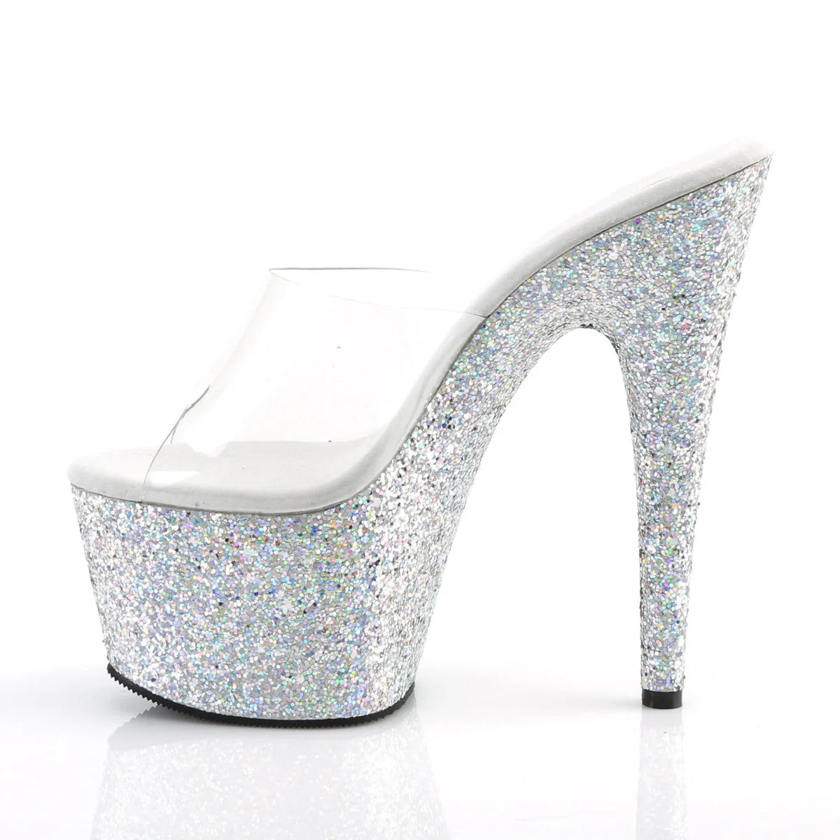 Holographic Glitter Sandal 7" Heel Pleaser Shoes - Boutique Séduction