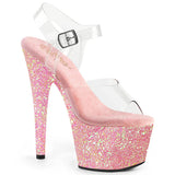 Iridescent Glitter Sandal 7" Heel Pleaser Shoes - Boutique Séduction