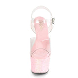 Iridescent Glitter Sandal 7" Heel Pleaser Shoes - Boutique Séduction
