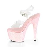 Iridescent Glitter Sandal 7" Heel Pleaser Shoes - Boutique Séduction