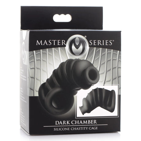 Master Series - Dark Chamber Silicone Chastity Cage - Boutique Séduction