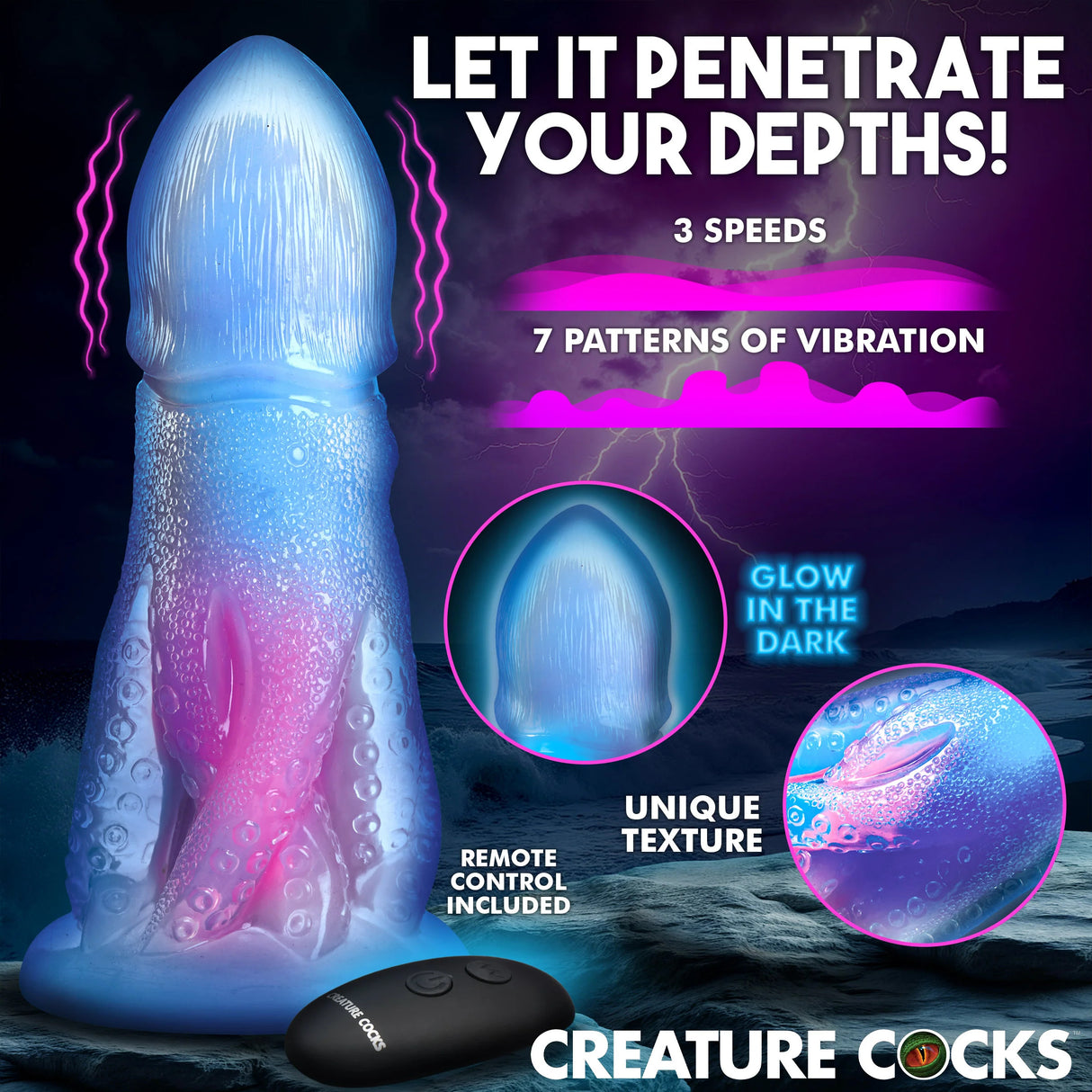 Cocktopus Deluxe Glow-in-the-Dark Vibrating Dildo