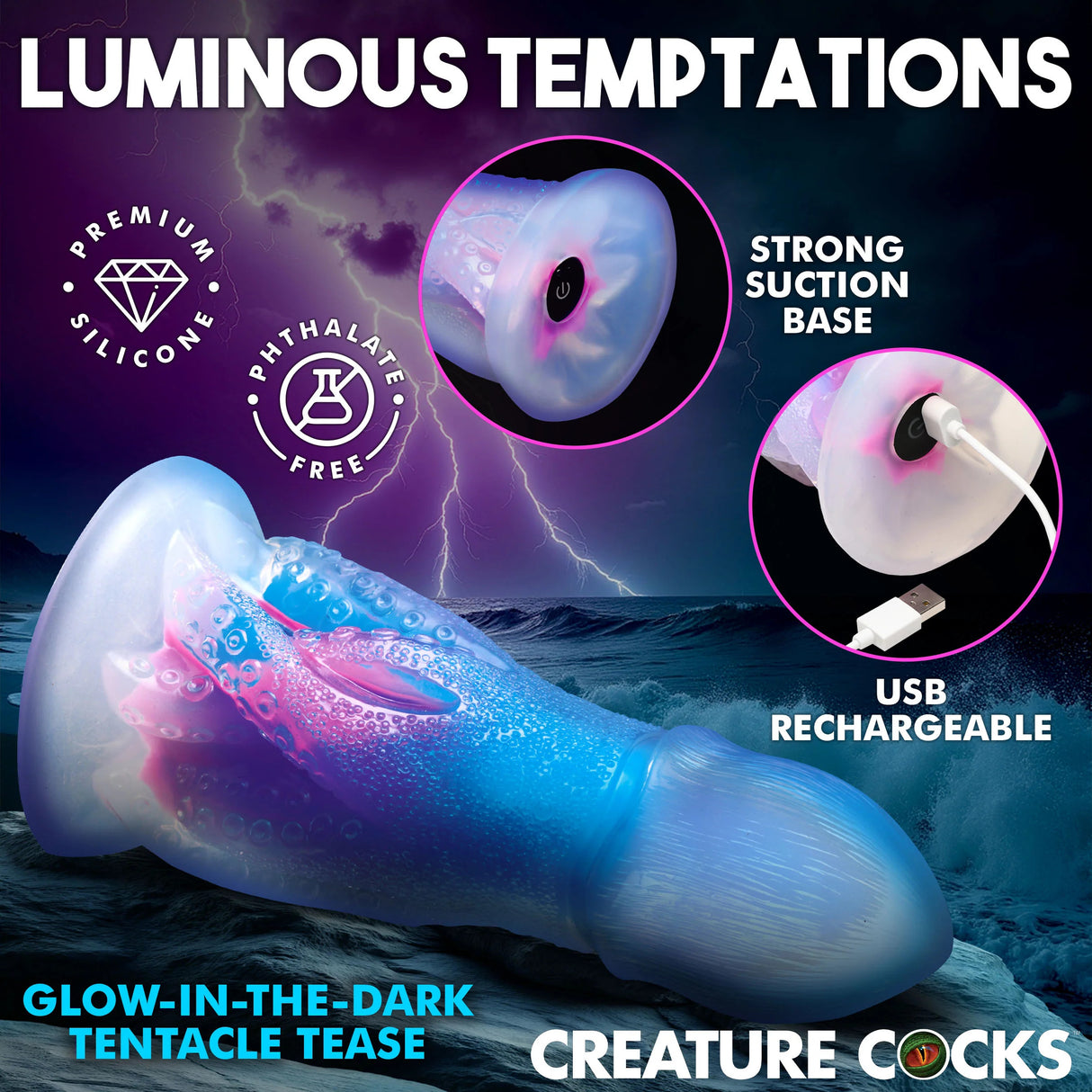 Cocktopus Deluxe Glow-in-the-Dark Vibrating Dildo