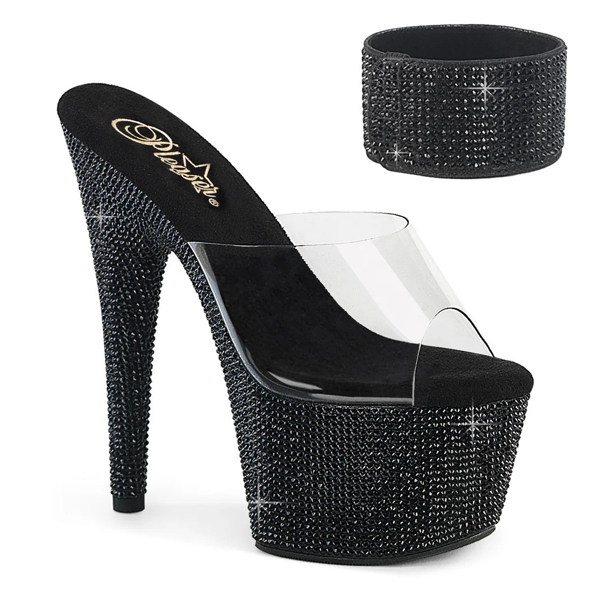 Plartform Sandals Bejeweled 7" Heel Pleaser Shoes - Boutique Séduction