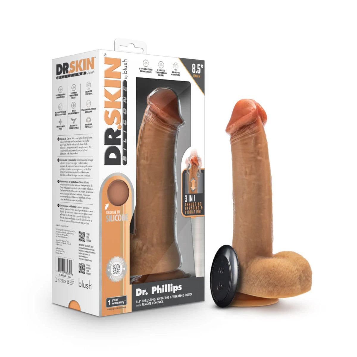 Dr. Skin - Dr. Phillips 8.5in Vibrating & Thrusting Dildo - Boutique Séduction