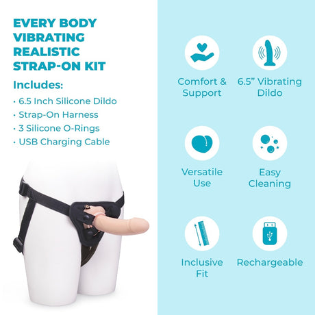 Ensemble de Strap-On Dildo Réaliste Vibrant
