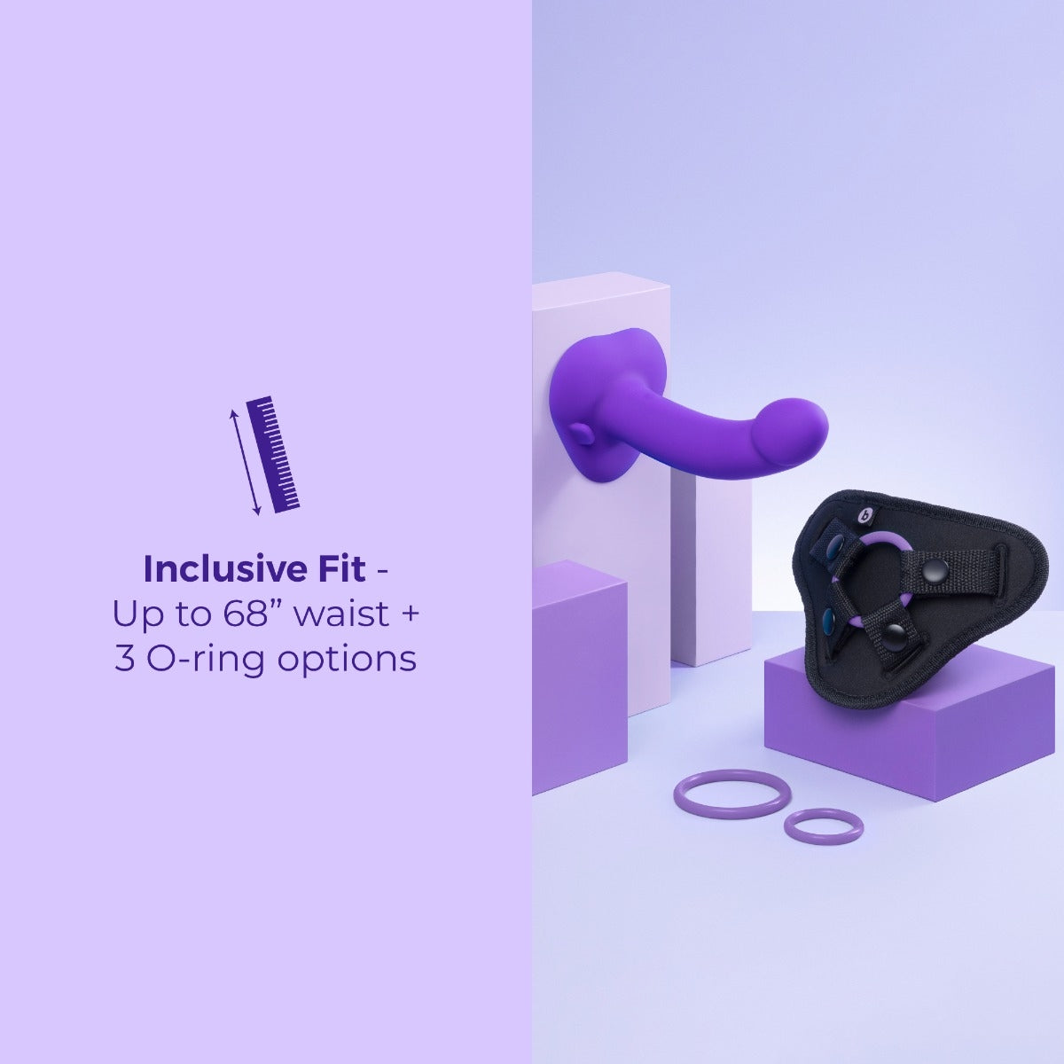 Ensemble Strap-On Dildo Vibrant Incurvé de 6,5po