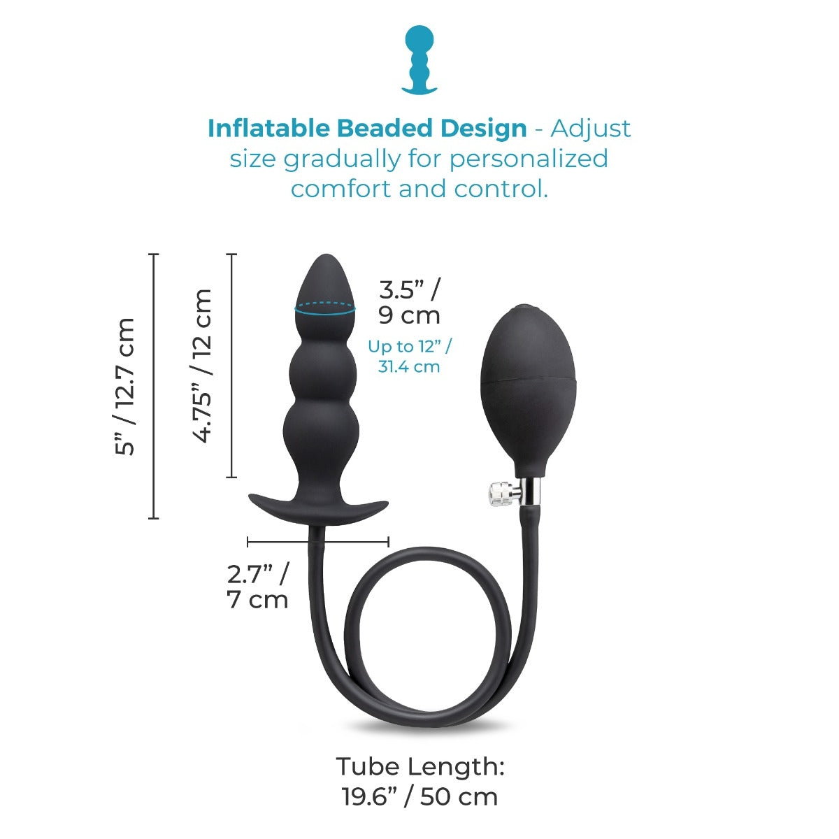 Beaded Inflatable Anal Plug with Hand Pump